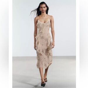 Zara collection sequin beaded sheer midi dress RARE BLOGGERS FAVORITE.